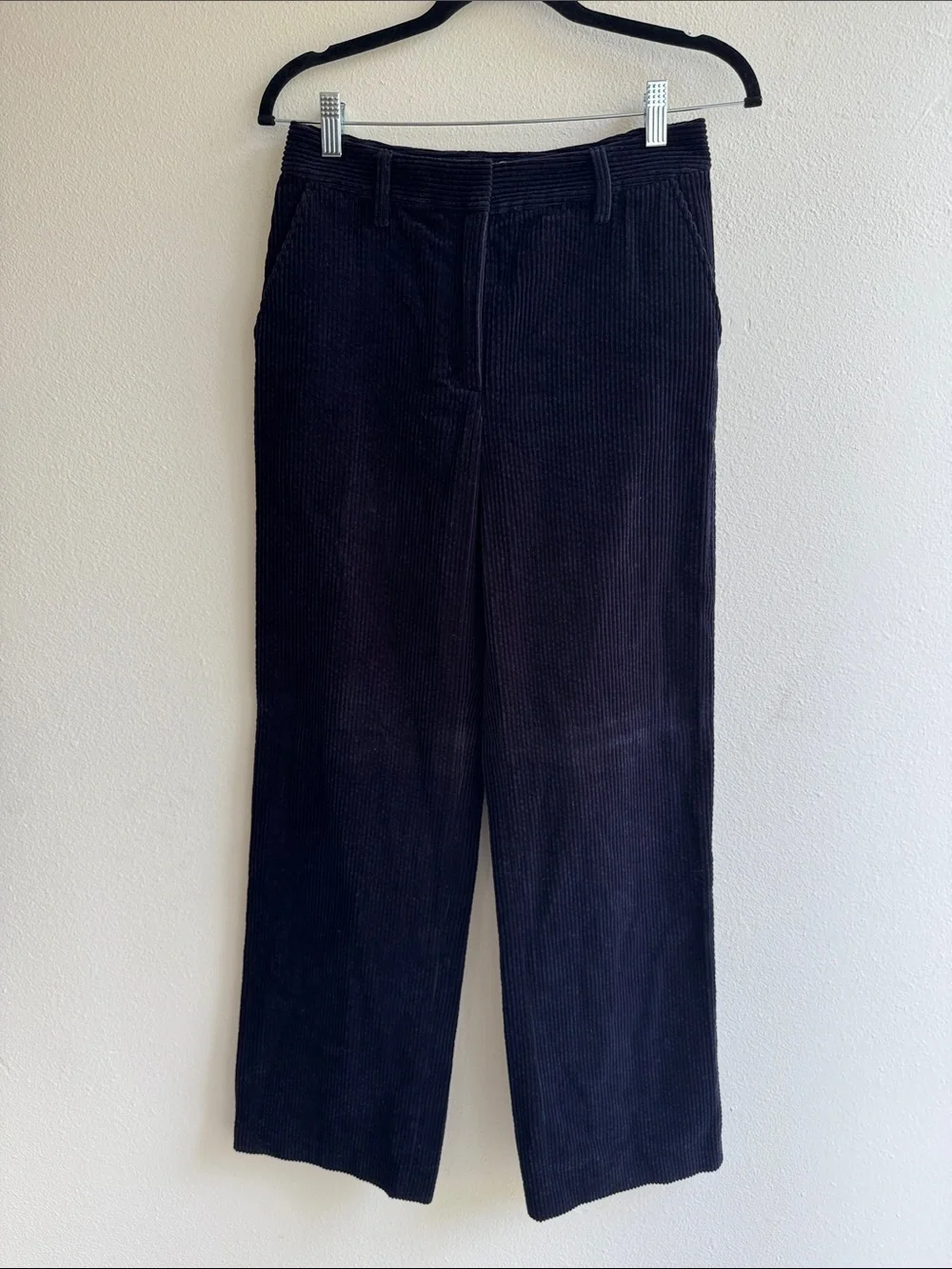 Coach Navy Blue Corduroy High-Rise Straight Leg Women’s Trousers Size 0 / 26”
